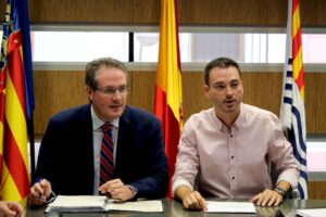 220916 Junta de Seguridad Alcalde Onda, Ximo Huguet, y Subdelegado Gobierno Castellón, David Barelles