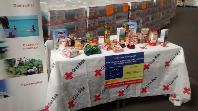 Alimentos que distribuye Cruz Roja.