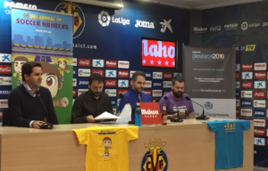 Presentación del vídeo juego en la sala de prensa de la Ciutat Esportiva. 