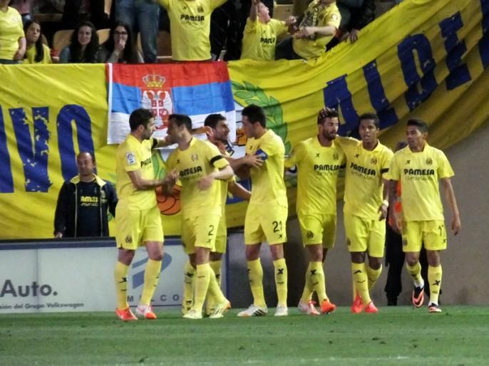 Celebración de un gol del Villarreal.