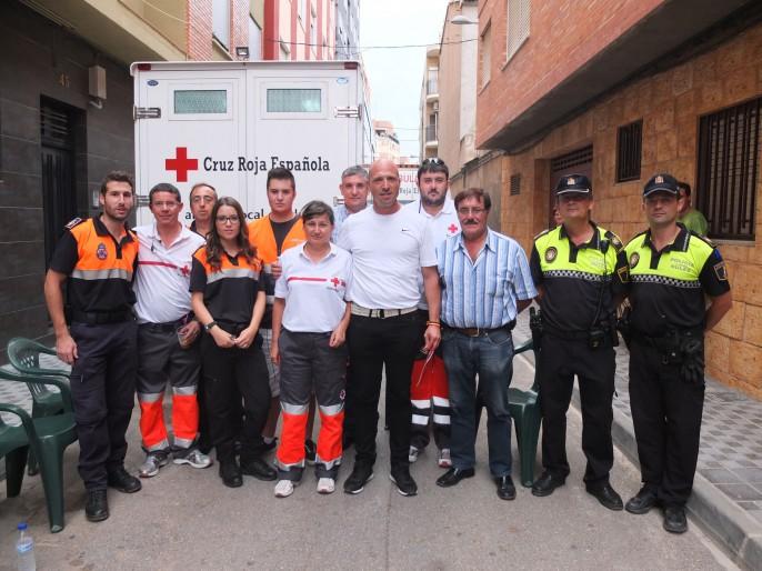 Servicio preventivo y de emergencias en los Bous la carrer. Fiestas patronales de Sant Bartomeu. 30/08/2014. AYUNTAMIENTO DE NULES
