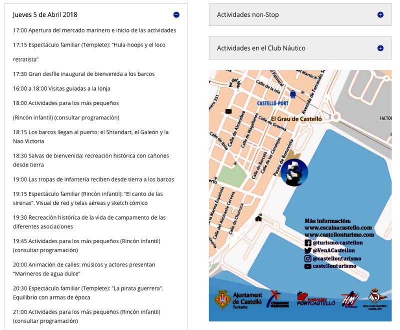 Escala a Castello Programa 050418