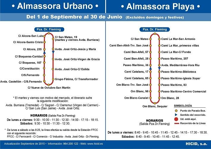Horario autobús Almassora