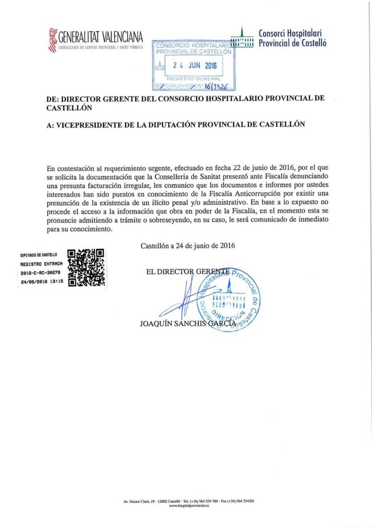 Prohibición oficial de Conselleria 24VI16