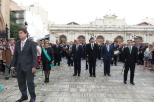 La corporación municipal en la romería del traslado.