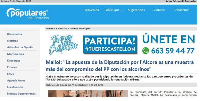 Compromís denuncia PP, alcora_pp_captura_web_Pla_135