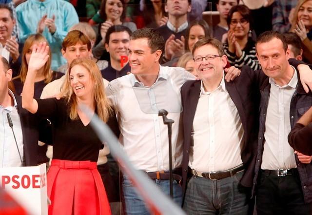 Presentación de Joan Calabuig como candidato a la alcaldía de Valencia, junto con Ximo Puig y Pedro Sanchez en el palau de la música de Valencia. Valencia 17-1-2015. (foto: Alberto Saíz)