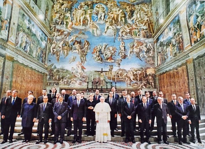 jefes de gobierno con el papa en la capilla sixtina