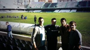 Jesús López y Raúl Larios, junto a Álex Felip y Jordi Marenyà, durante el entrenamiento. FOTO: cdcastellon.com