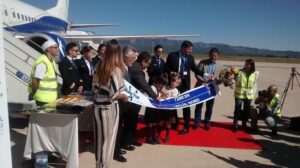 recepción al primer vuelo de la compañía Blue Air al aeropuerto de Castellón
