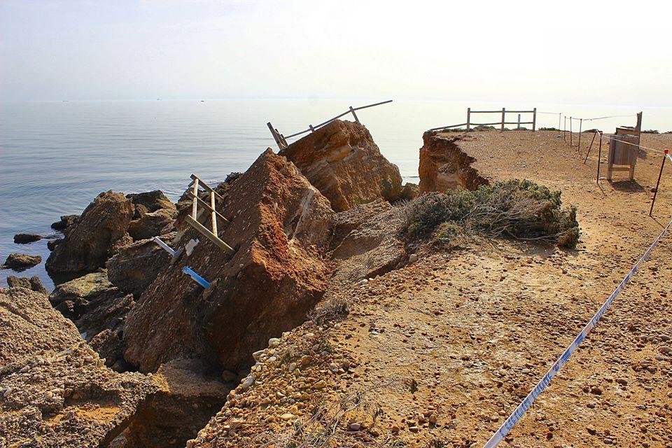 desprendimiento, costa en Sol de Riu, Vinaròs