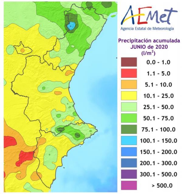 AEMET precipitaciones junio 2020