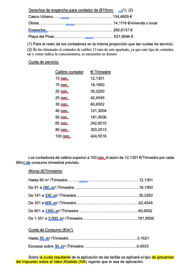 nuevas Tarifas agua castellón