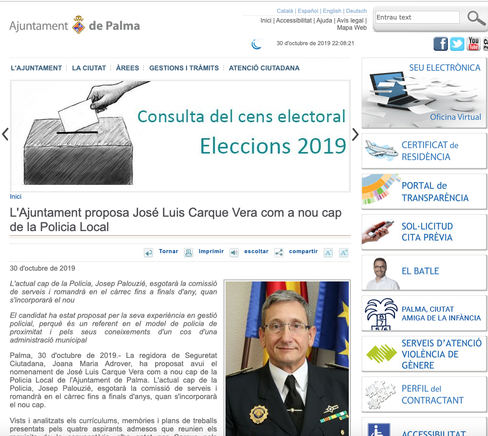 Nombramiento Carque en Palma 301019