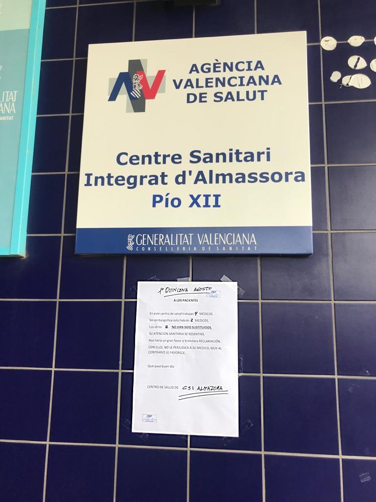 Centro Salud Almassora cartel CSif