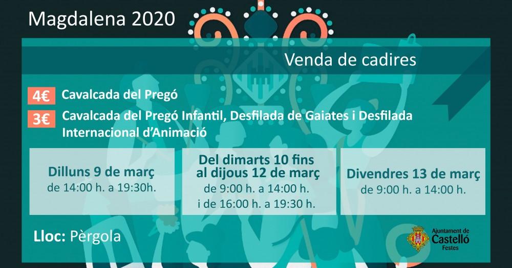 Venta sillas para Magdalena 2020