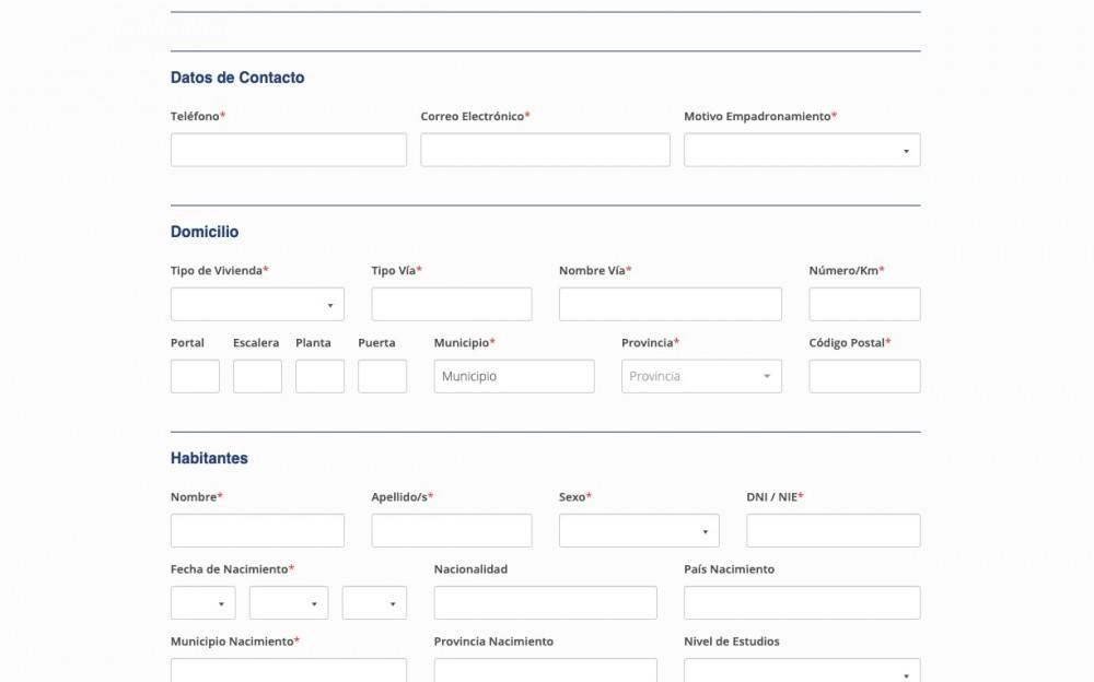Empadronamiento de pago web privada