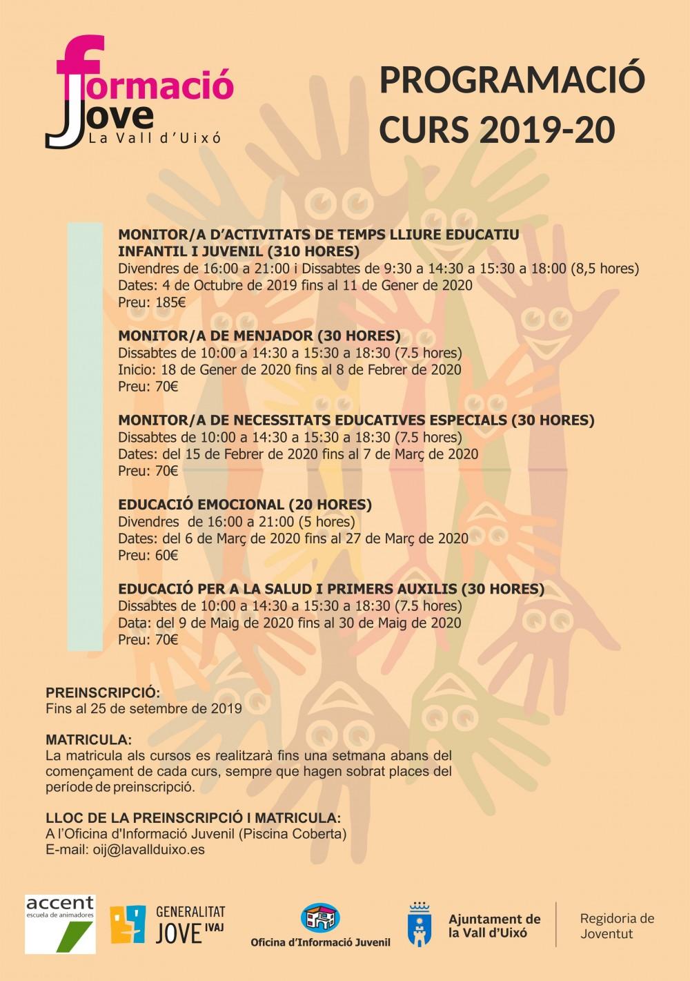 La Vall d'Uixó, FORMACIÓ JOVE - CURS 19-20