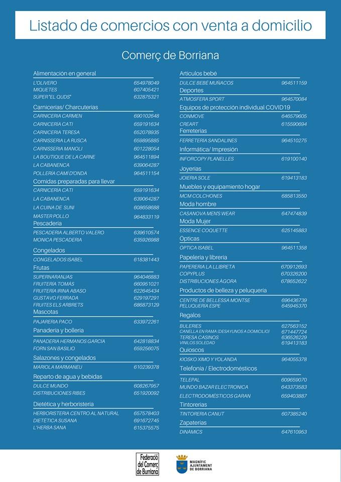 listado comercios venta a domicilio