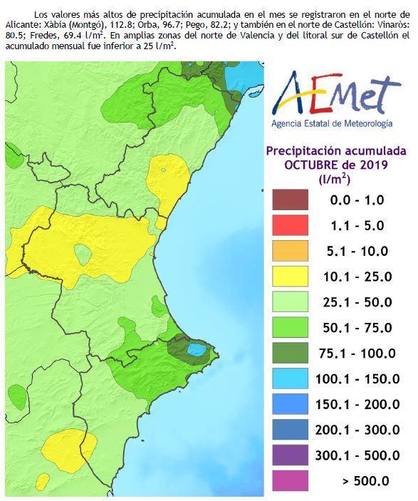 Aemet precipitación octubre