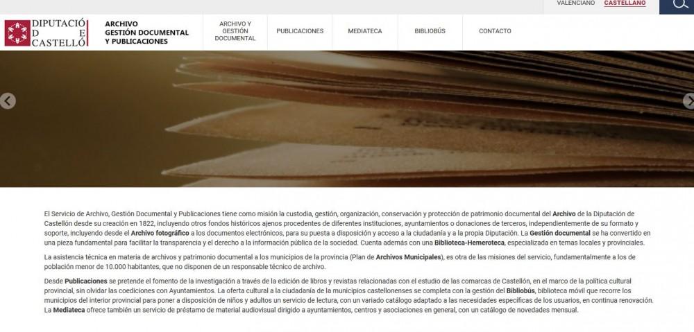 Diputación, nueva web Archivo y Publicaciones