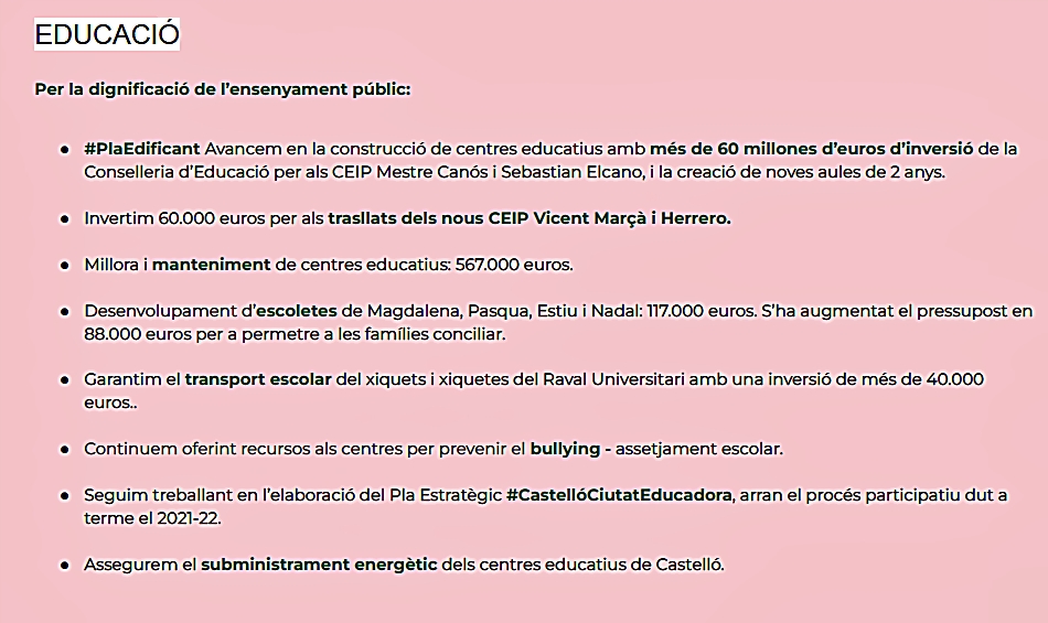 Presupuestos Castelló 2023