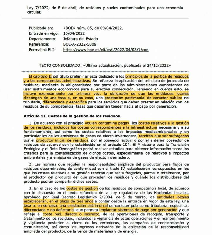 Ley española que define 'el tasazo' obligatorio para los ayuntamientos
