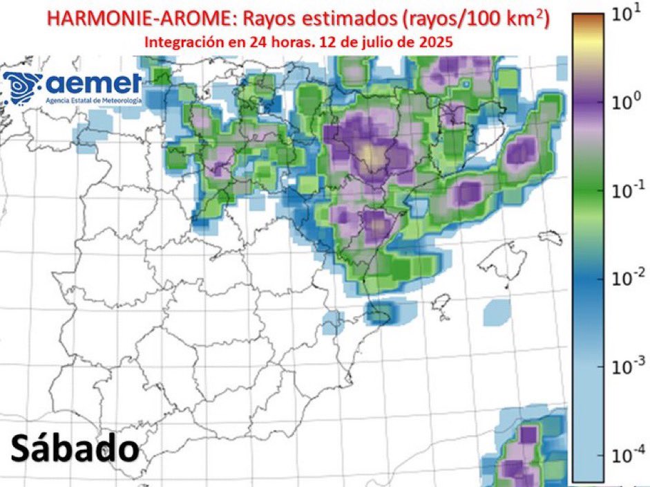 Aemet mapa previsión DANA para 12 de julio
