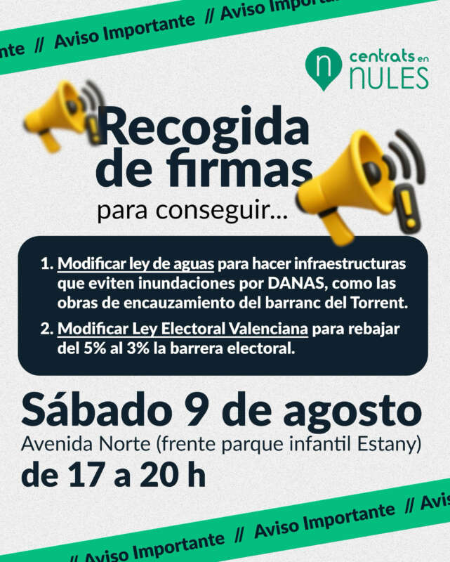 arreplegada de signatures per a canviar la llei de l'Aigüa