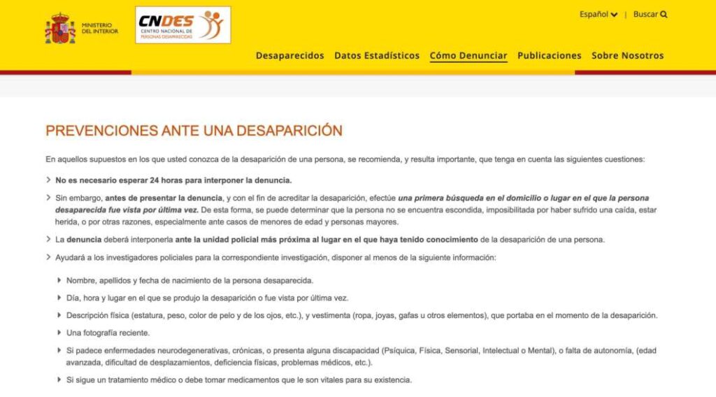 Denuncias Centro Nacional Personas Desaparecidas 2025