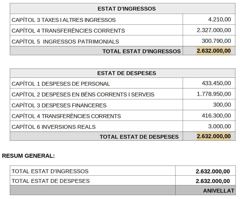 Presupuesto del Patronato de Fiestas de Castellón para 2026