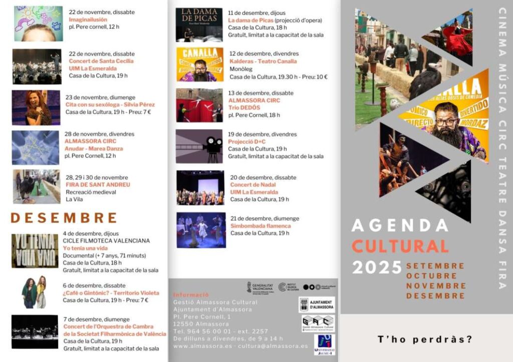 Almassora enceta la tardor amb una agenda cultural plena de música, teatre i circ