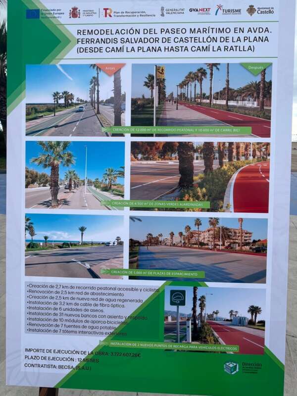 cartel obras paseo Ferrandis Salvador de Castellón