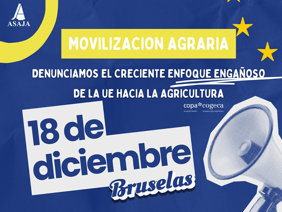 AVA-ASAJA participará en la histórica protesta agraria europea en Bruselas