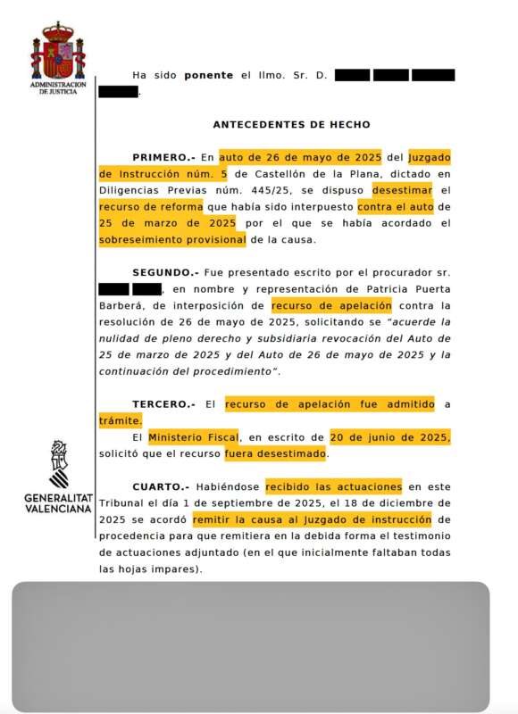 Auto Audiencia provincial que revoca archivo caso de las multas de Ramírez