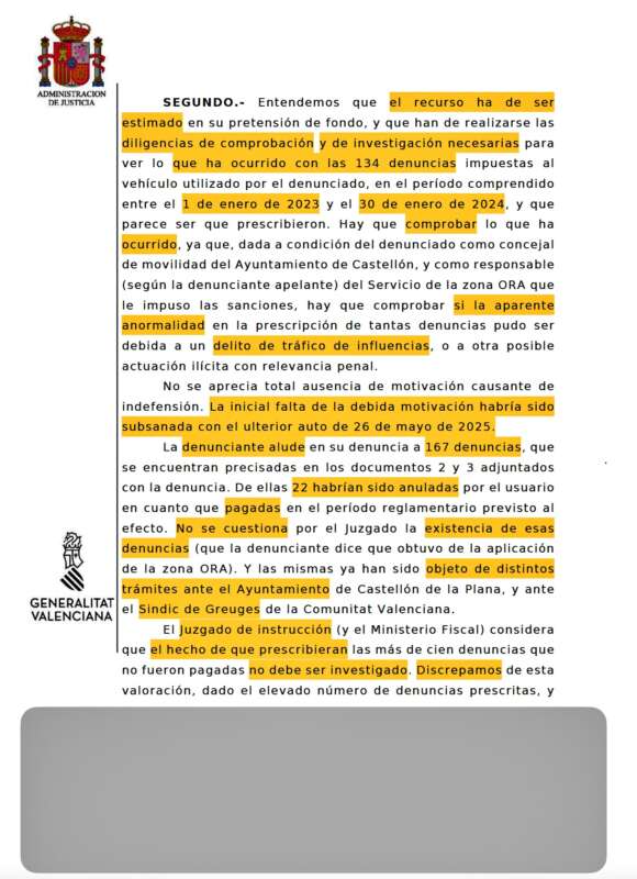 Auto Audiencia provincial que revoca archivo caso de las multas de Ramírez