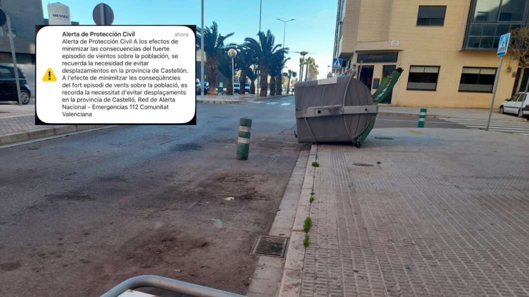 Contenedor movido por viento y es alert