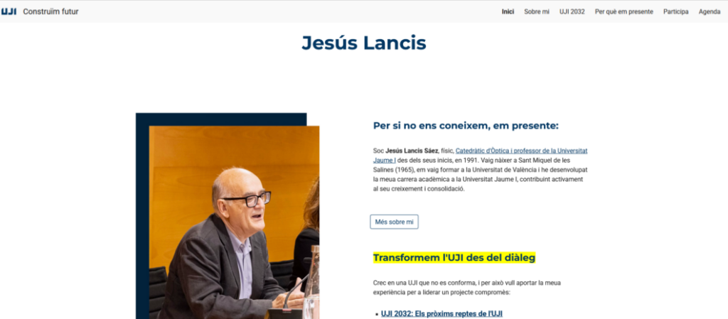 web de Jesus Lancis, candidato a rector UJI 2026