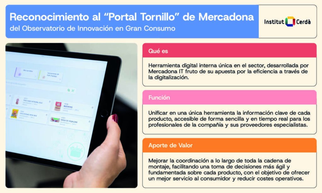Mercadona recibe un premio por su innovador ‘Portal Tornillo’ para la gestión del surtido