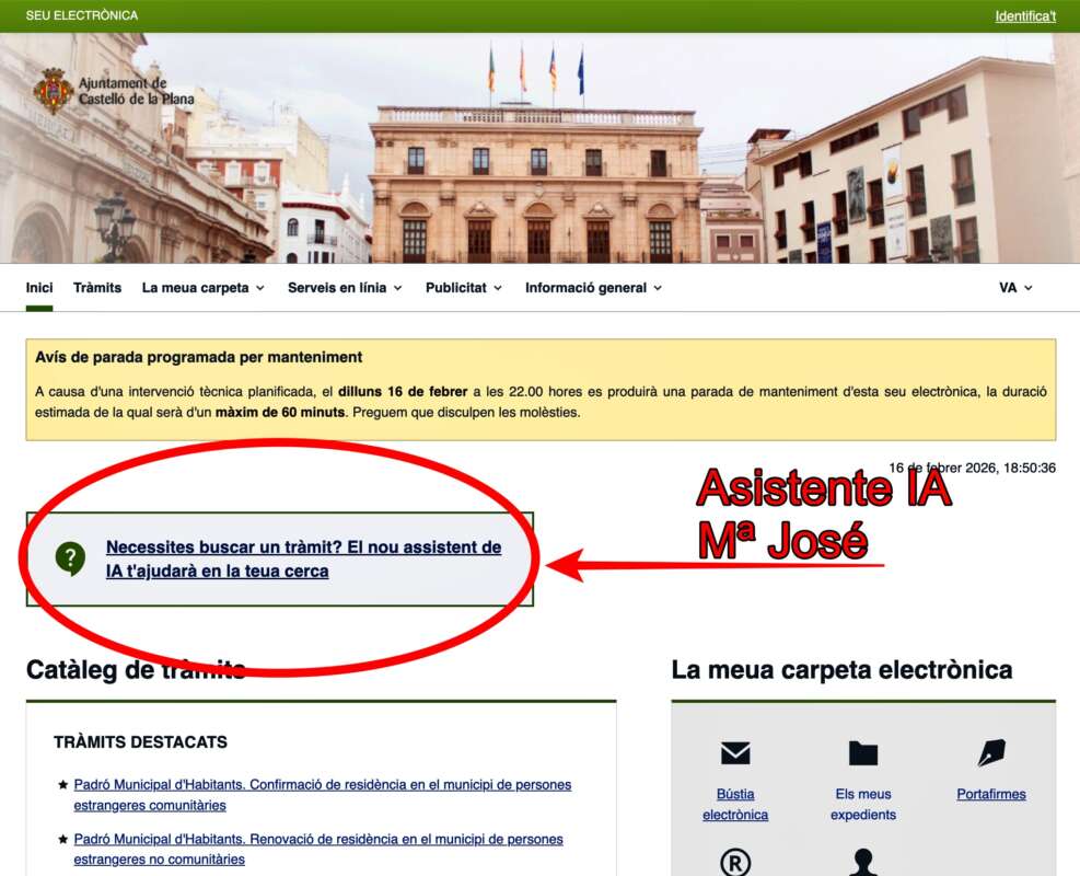 Asistente de IA en la sede electrónica de Castellón 2026