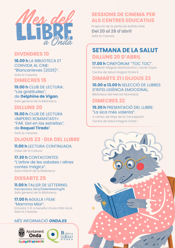 Onda impulsa el Mes del Libro con una programación cultural para todos los públicos