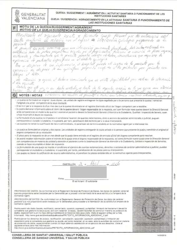 Denuncien dues cancel·lacions quirúrgiques al General mentre Vox veta debats clau