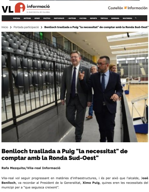 Benlloch demana Puig la Ronda Sudoest. Vila-real informació 2016