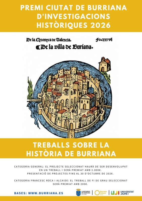Burriana impulsa el Premi Ciutat de Burriana d’Investigacions Històriques 2026