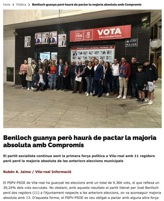 Eleccions municipals Vila-real 2023. Vila-real Informació