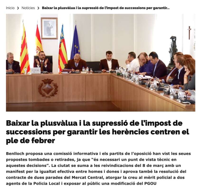 Impost de successions. Vila-real Informació 2019