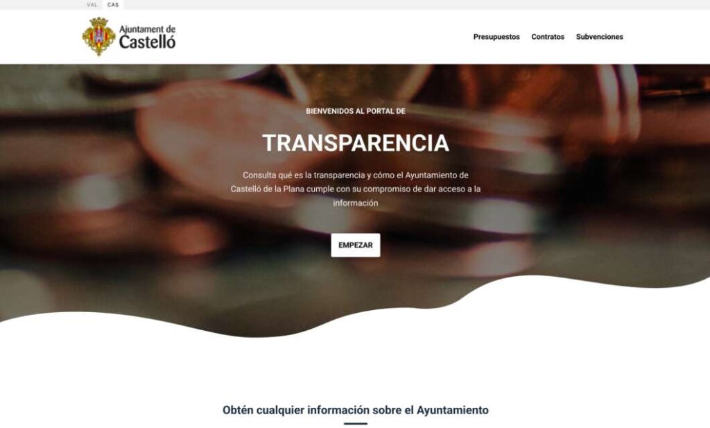 Portal de transparencia web ayuntamiento de Castellón 2026