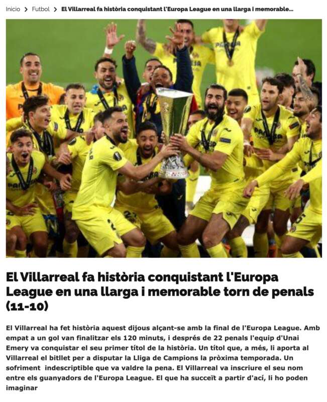 El Villarreal fa historia a la Europa League. vila-real Informació