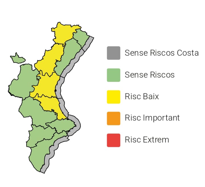 Emergencias activa alerta amarilla por lluvias y viento en el interior de Castellón