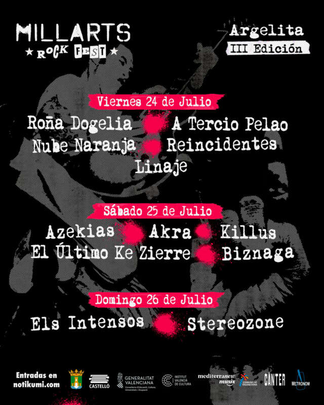 Millarts Rock Fest revela el cartell per dies amb Reincidentes i El Último Ke Zierre al capdavant